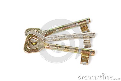 Group of three keys isolated on white Stock Photo