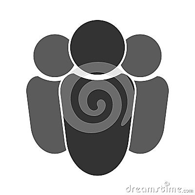 Group of three people with a leader. Icon, symbol. Grey. Vector Illustration