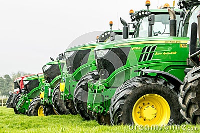 A group of tractors parked up Editorial Stock Photo