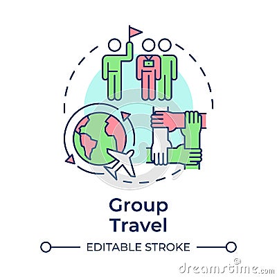 Group travel multi color concept icon Vector Illustration