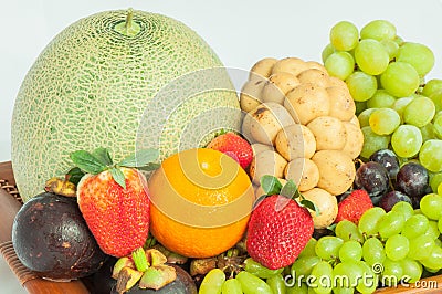 Group of tropical fruits Stock Photo