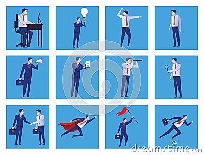 group of twelve businessmen workers avatars characters Vector Illustration