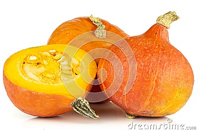 Fresh red kuri pumpkin hokkaido isolated on white Stock Photo