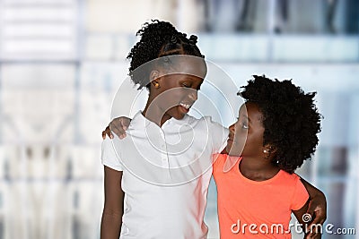 Group of two young african american girls Stock Photo