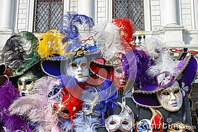 Group of typical venetian carnival masks Stock Photo