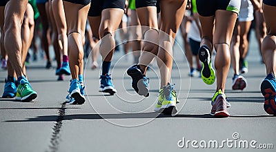 group of unidentified marathon racers running Stock Photo