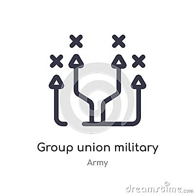 group union military strategy outline icon. isolated line vector illustration from army collection. editable thin stroke group Vector Illustration