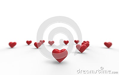 Group of Valentine Hearts on white background. Stock Photo