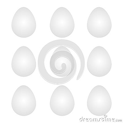 Group of Vector gradient gray Easter eggs with sunlight isolated on a white background. Seamless pattern Vector Illustration