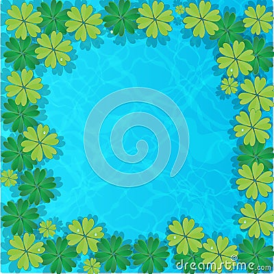 Group vector water lilies floating on water surface. Water background Vector Illustration