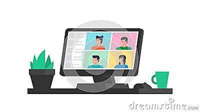 Group video chat Vector Illustration