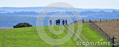 Walkers on the South Downs Sussex Editorial Stock Photo