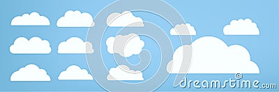 Group of white clouds object used in cloud concepts, clouds element, clouds object, clouds caroon style designs Vector Illustration