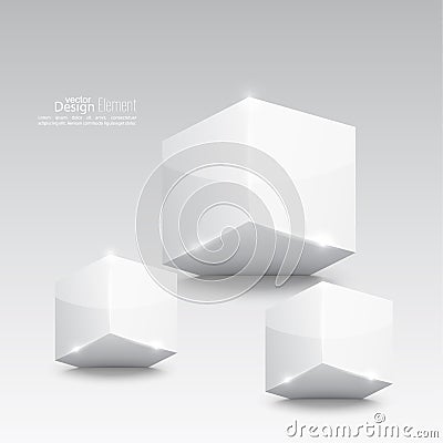 Group of white glossy cube Vector Illustration