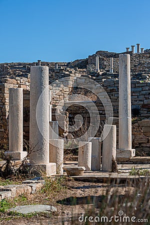 Group of white roman columns Stock Photo