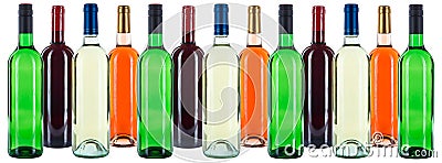 Group of wine bottles colorful wines background red white rose i Stock Photo