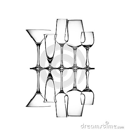 Group of wine glasses abstract art Stock Photo