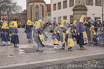 Group of witches at Carnival parade, Stuttgart Editorial Stock Photo