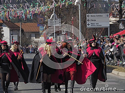 Women in costumes for spring parade Editorial Stock Photo