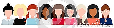 Group of women without face, social movement, empowerment of women. concept of feminism, power girls. Vector Vector Illustration