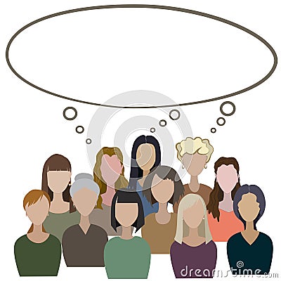 Group of women have a common think Vector Illustration