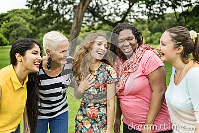 Group of Women Socialize Teamwork Happiness Concept Stock Photo