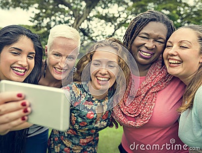 Group Of Women Taking Pictures Concept Stock Photo