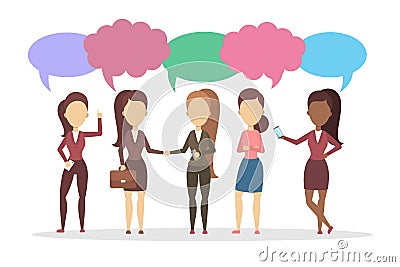 Group of women talk to each other Vector Illustration