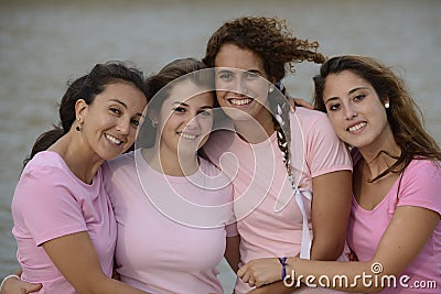Group of women wearing pink Stock Photo