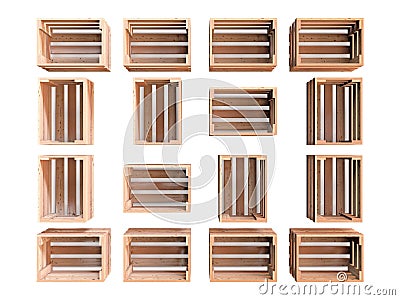 Group of Wooden Crates Stock Photo