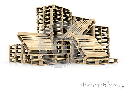 Group wooden pallets Stock Photo