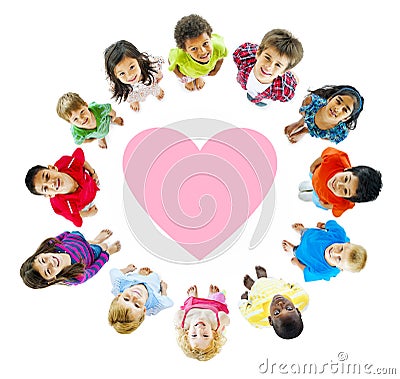 Group of World Children with Love Themed Stock Photo