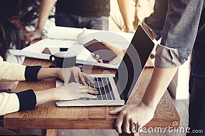 Group of young asia business people at meeting. Startup business concept. Stock Photo