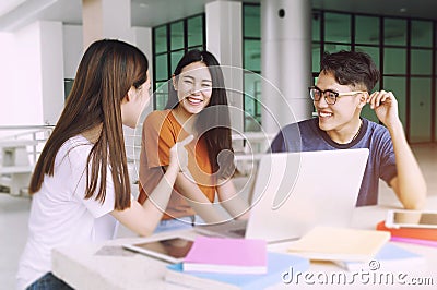 Group of young asian studying Stock Photo