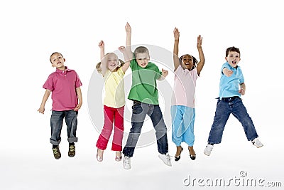 Group Of Young Children In Studio Stock Photo