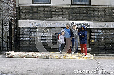 Group of young children in Urban Ghetto, Bronx, NY Editorial Stock Photo