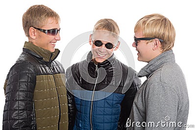 Group of young guys communicate Stock Photo