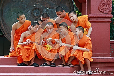 Group young monk Editorial Stock Photo