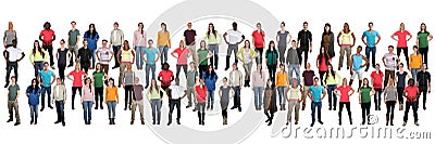 Group of young people background crowd in a row multicultural mu Stock Photo