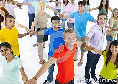 Group of Young People Connecting with Each Other Stock Photo
