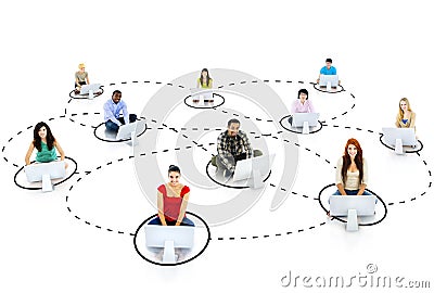 Group of Young People Social Networking Stock Photo