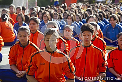 Group of Young students have meditation Editorial Stock Photo