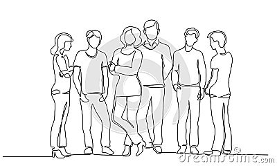 Group of Young teenagers standing with teachers together Vector Illustration