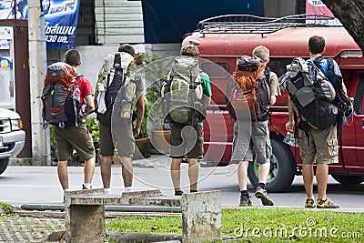 Young backpackers in northern Thailand Editorial Stock Photo