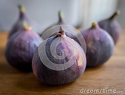 Group of whole ripe figs close-up shot Stock Photo