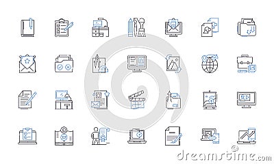 Grouping line icons collection. Categorization, Segregation, Clustering, Bundling, Sorting, Organizing, Aggregation Vector Illustration