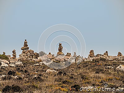 Grouping stones as a symbol of knowledge and desire to return. Stock Photo