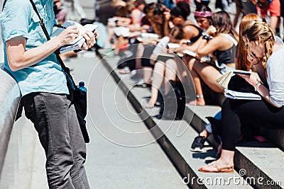 Groups of art students drawing Editorial Stock Photo