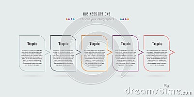 Groups of Infographic Topic template design, Vector Infographic thin line design with 5 options or steps. Infographics for busines Vector Illustration