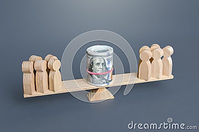 Groups of people are competing for funding. Competition of projects for grants and financial support. Competing offers Stock Photo